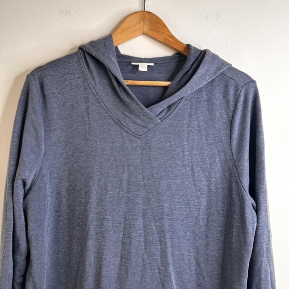 J Jill Pure Jill Hoodie Dress Sz Large Blue Luxe Tencel Stretchy Chore Comfy - Picture 2 of 12